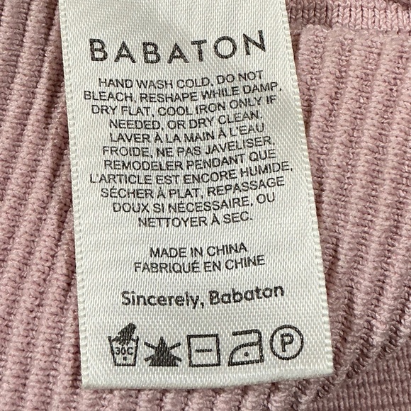 Aritzia Babaton Sculpt Knit Square Neck Tee XL Mauve Pink - Picture 5 of 6